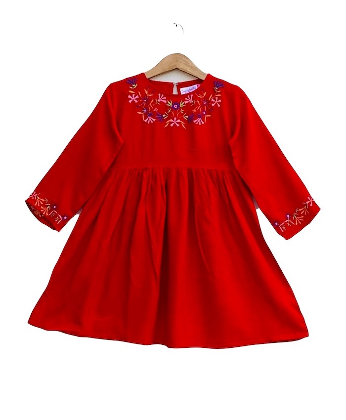 Girls flower Embroidery Frock