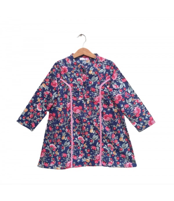 Girls Flower Printed lace top