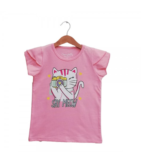 Baby girls say Meow T-shirts