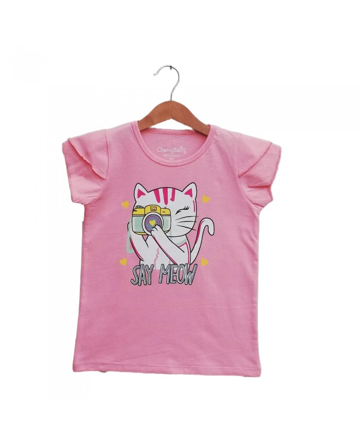 Baby girls say Meow T-shirts