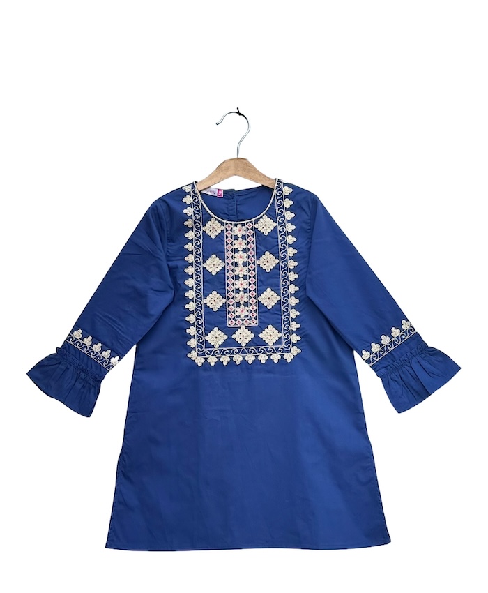 Girls embroidery Blue Dress