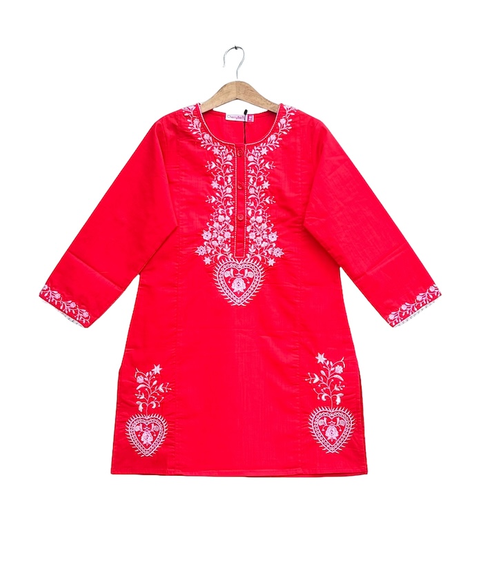 Girls embroidery red top