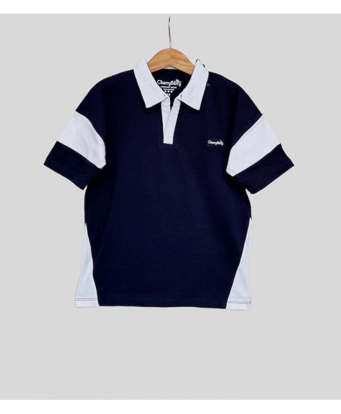 Boys cut and sew fashion polo shirt