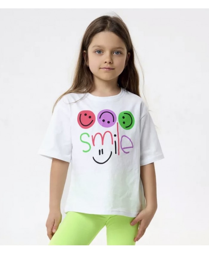 Big smile girl oversized drop shoulder t-shirt