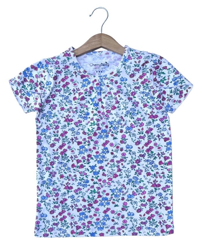 Girls Flower Printed T-shirt